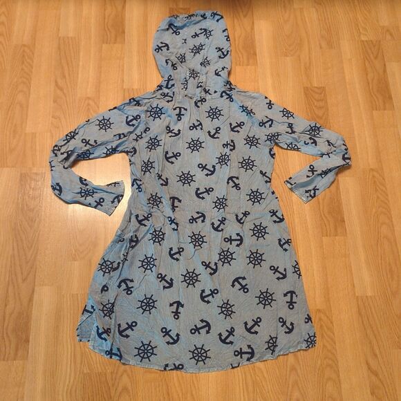 Raya Sun Dress Swim Cover Up Small/Medium Gray Blue Coastal Nautical Beach - Picture 4 of 7